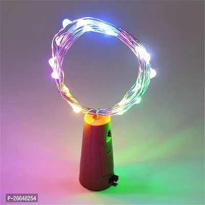 20 LED Wine Bottle Cork Copper Wire String Lights, 2M Battery Powered (Multicolor, Pack of 3)-thumb2