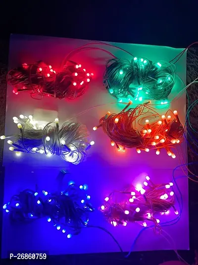 Outdoor Indoor 12 Meter 40 Pixel LED Decorative Pure Still Pixel String Light | 36 Feet Diwali Still Led Ladi String Light for Home Decor. ((Multicolor) Pack of -6.)
