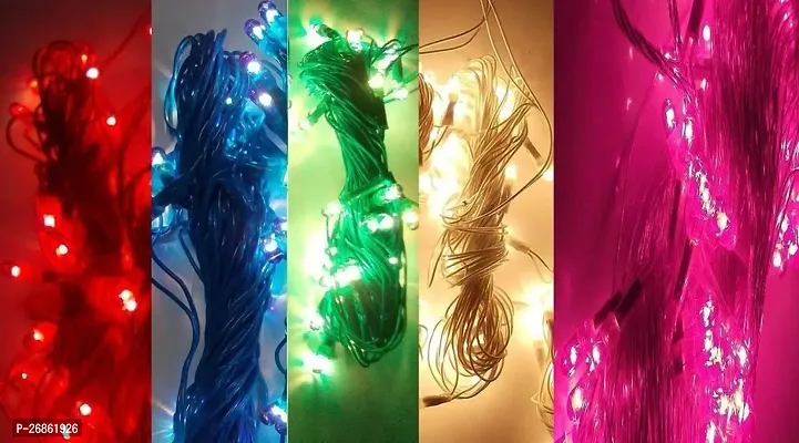 Rice Lights Serial Bulbs Ladi Decoration Lighting for Diwali and Christmas (5 Meters ) Multi Colour (Pack of 5)-thumb0