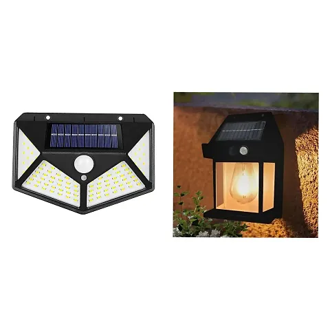 Combo 100-LED Motion Sensor Outdoor Light IP65 Waterproof Wireless Led Solar Outdoor Lights,Solar Wall Lights Outdoor Solar Wall Lantern with 3 Modes  Motion Sensor, Waterproof (Pack of 1)