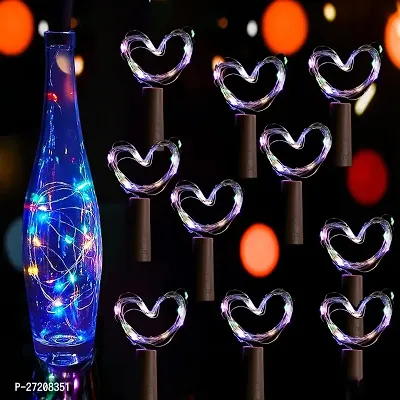 Home Wine Bottle String Lights | 20 LED Bottle Cork Copper Wire String Lights | Wine Bottle Lights for Home Decoartion | Battery Powered | Multi