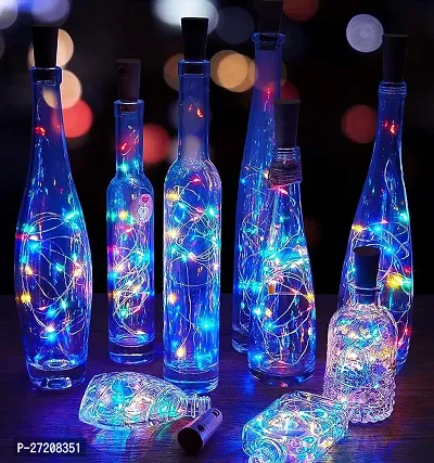 Home Wine Bottle String Lights | 20 LED Bottle Cork Copper Wire String Lights | Wine Bottle Lights for Home Decoartion | Battery Powered | Multi-thumb2