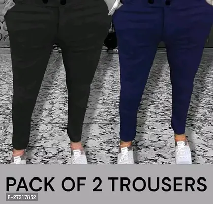 Trendy Polyester Spandex Trouser For Men Combo Of 2-thumb0