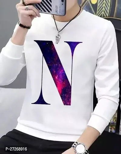 Stylish White Polyester Printed Round Neck Tees For Men-thumb0