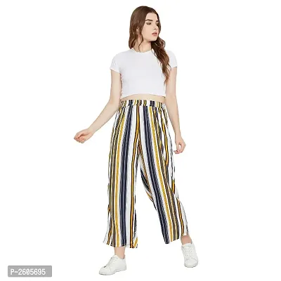 Women's Multicoloured Striped Polyester Trouser-thumb0