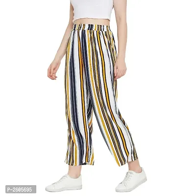 Women's Multicoloured Striped Polyester Trouser-thumb2