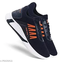 Elegant Navy Blue Mesh Sports Running Shoes For Men-thumb1