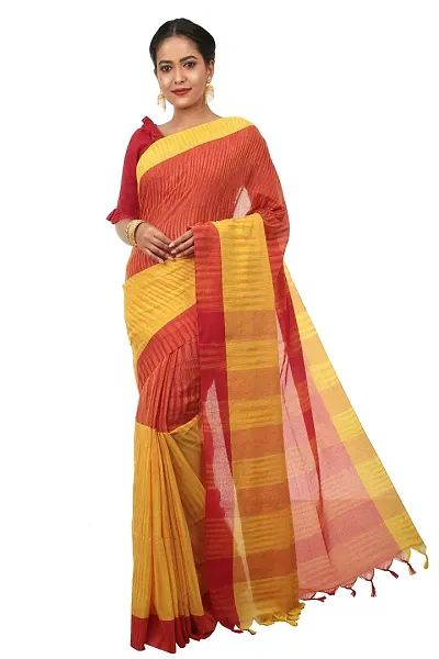 Handloom Silk Checked Saree with Blouse Piece