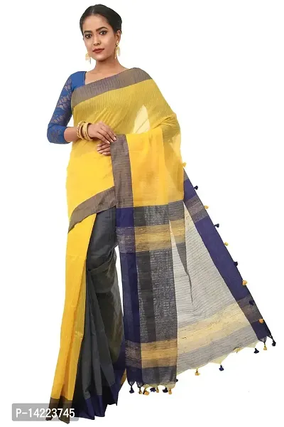 martliner Designer Striped Handloom Cotton Blend Saree for Women