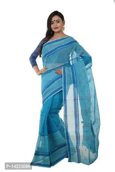 Designer Traditional Pure Cotton Tant (Pink/Blue) Saree for Women-thumb0