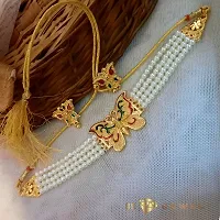 BS Jewel White Pearl Moti Butterfly  Design Gold plated Choker Necklace with pair of Earring for Girls and Womens-thumb4