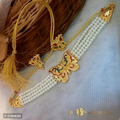 BS Jewel White Pearl Moti Butterfly  Design Gold plated Choker Necklace with pair of Earring for Girls and Womens-thumb5