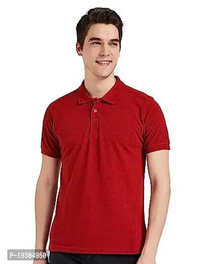 Stylish Maroon Polyester Solid Polos For Men-thumb0