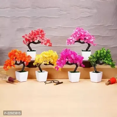 6 Bonsai Wild Artificial Plant With Pot 20 Cm, Multicolor