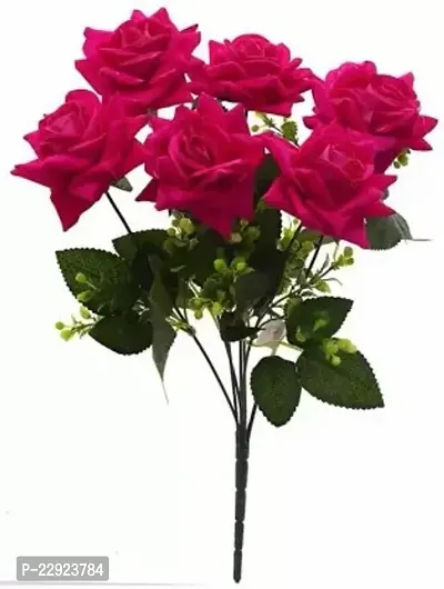 Pink Rose Artificial Flower 12 Inch, Pack Of 7, Flower Bunch