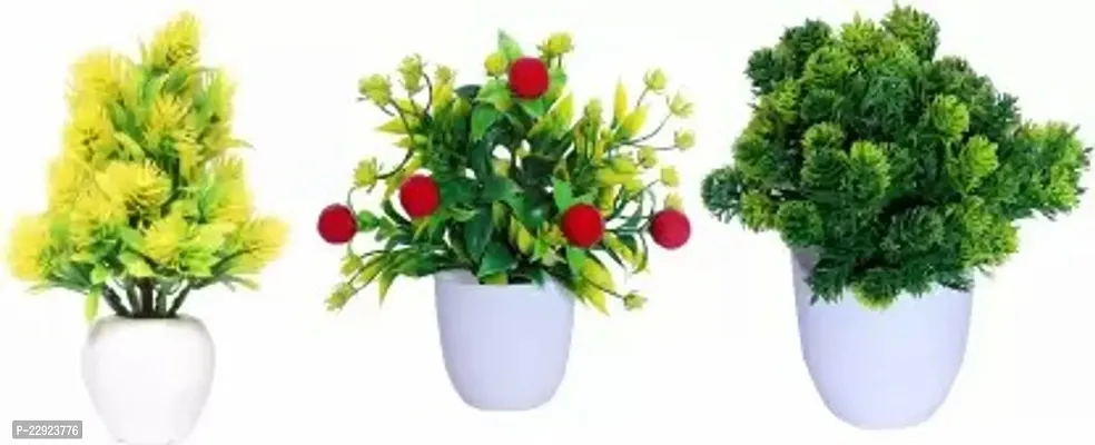 Multicolor Ballmum Artificial Flower With Pot 7 Inch, Pack Of 3, Flower With Basket