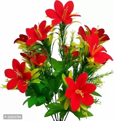 Red Lily Artificial Flower 14 Inch, Pack Of 1, Flower Bunch