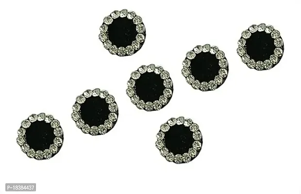 Sunaina New Love Collection Round elegant Black Bindi With Silver Stone For Women  Girls (Size-2 (8MM))