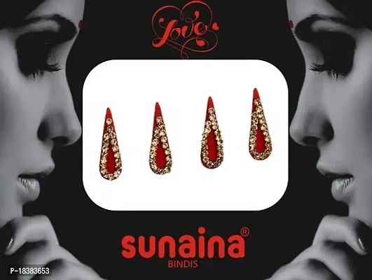 Sunaina New Love Collection Multicolor/Red/Maroon Tilak Stone Border Bindis For Women  Girls [Pack of 3]-thumb4