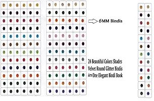 Sunaina Colorz Multicolor Bindis Glitter Round Velvet Tikka Bindiya Shining Sparkle Colorful Chamki Sticker Kumkum Bindi For Women  Girl Girls (24 Color shades in 144 Bindi Book) {Size-3 (6mm)}-thumb2