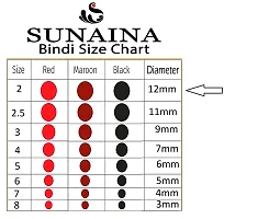 Sunaina New Gold Sticker Kumkum Bindis Simple Plain Velvet Round Maroon Bindi Box With 15 Flips/Cards For Women  Girls (M-2)(12MM)-thumb2