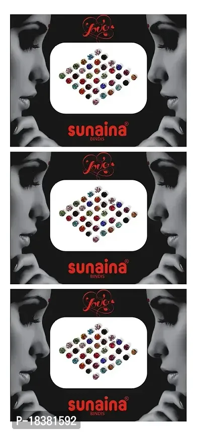 Sunaina New Love Collection Diamond Stone Bindis for Women  Girls [Pack Of 3] (Multicolor)-thumb3