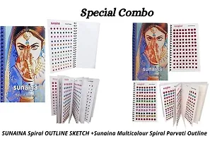 SUNAINA (original) Spiral Combo Outline Sketch Multicolor Bindi Book + Sunaina Genuine Multicolor Spiral Parvati Outline Bindi Book-thumb1