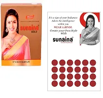 Sunaina New Gold Sticker Kumkum Forehead Maroon Round Pottu Bindis Velvet Bindi Box With 15 Cards/Flaps For Women  Girls-thumb1