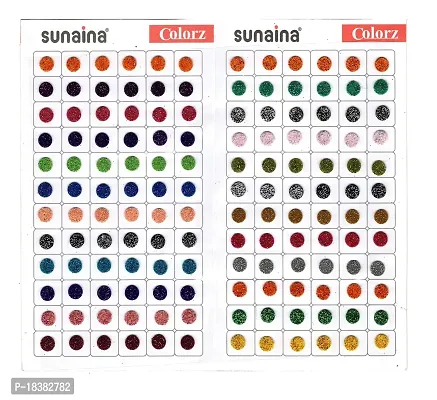 Sunaina Colorz Multicolor Bindis Glitter Round Velvet Tikka Bindiya Shining Sparkle Colorful Chamki Sticker Kumkum Bindi For Women  Girls