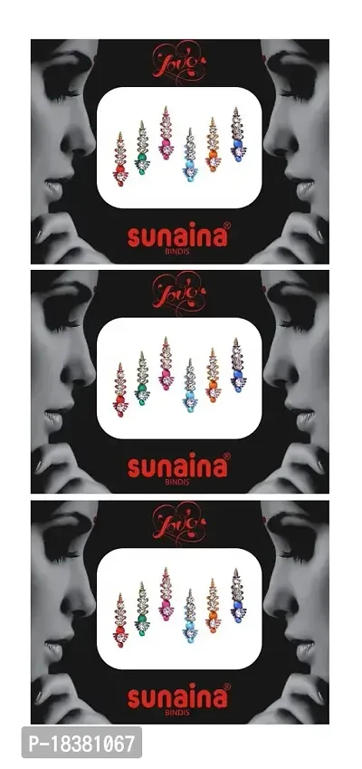 Sunaina New Love Collection Multicolor Mix Size  Mix Design Bindis for Women  Girls [Pack Of 3] (Long)-thumb3