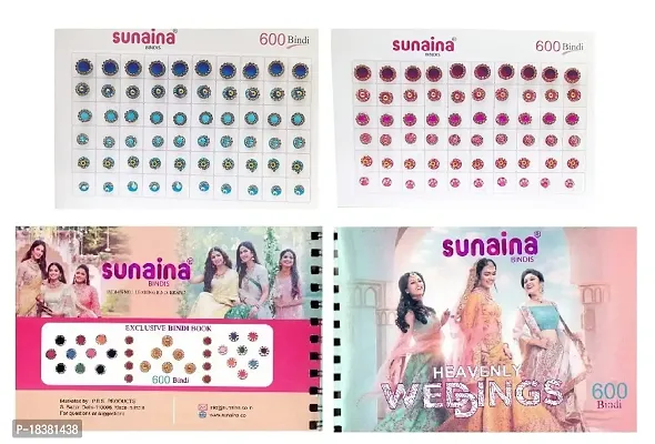 Sunaina (Original) Spiral Mix Design doubleshade stone border kundan golden ball border Mix Size Elegant bindi book For Women (Pack of 600 bindi)-thumb2