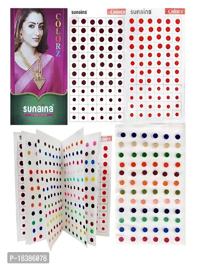 Sunaina Colorz Simple Plain Round Multicolour Forehead Sticker kumkum Spiral Bindi Booklet For Women  Girls (Medium Bindi Small Book - 576 bindis)