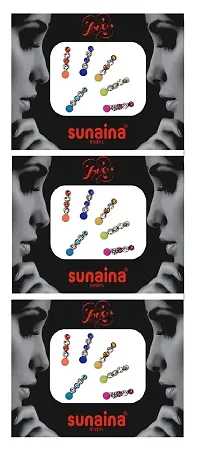 SUNAINA Love Collection White/Multicolor Stone Fabric Stick Bindis for Women  Girl (Pack of 3) (MULTICOLOR)-thumb2