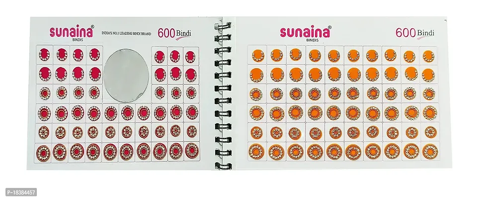 Sunaina (Genuine) Spiral Multicolor mix Round Design  Mix Match Silver Stone Studded Bindi Book For Women  Girls (pack of 600 Bindi)-thumb3