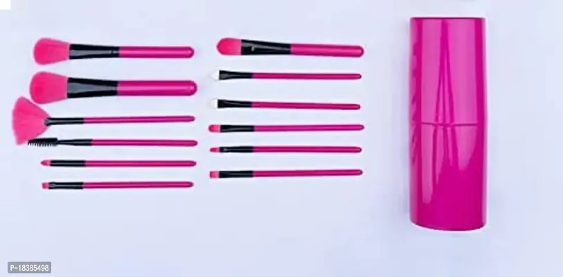 Sunaina Makeup Rose Pink Brush Set 12 Pcs Makeup Brushes set with Case Holder for Foundation, Eyeshadow, Eyeliner, Powder, Concealer, Contour Face Makeup womens (pack of 12)-thumb3