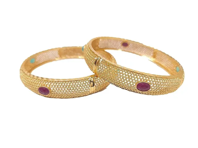 SUNAINA Designer Plated Traditional Bangles Set of 2 For Woman Girls