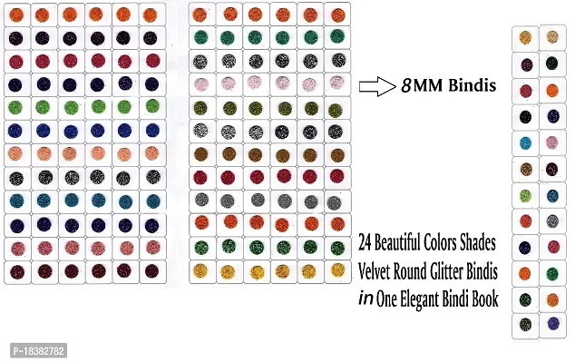 Sunaina Colorz Multicolor Bindis Glitter Round Velvet Tikka Bindiya Shining Sparkle Colorful Chamki Sticker Kumkum Bindi For Women  Girls-thumb2