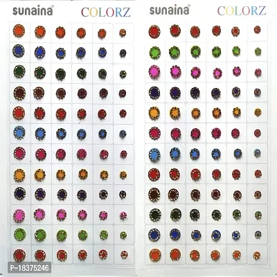 Sunaina Colorz Multicolour Mix Sizeg Gold Stone Border Bindi Book 144 Bindi For Women [Scmmsb101] Pack Of 1