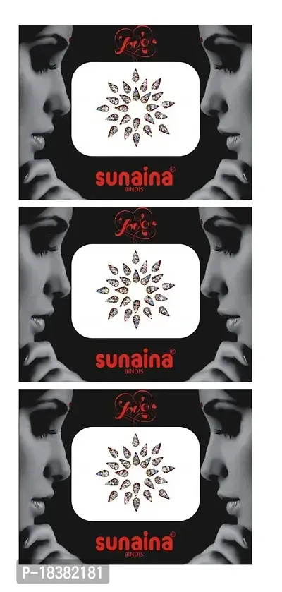 Sunaina New Love Collection Multicolor Mix Size  Mix Design Bindis for Women  Girls [Pack Of 3] (Tilak)-thumb3