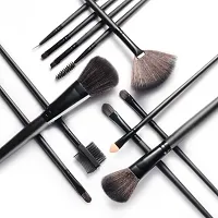 Sunaina Makeup Brushes 32 Piece Makeup Brush Set with Leather Bag Premium Foundation, Eye shadow, Blending Face Powder Setting Brush Face makeup Brushes Set (Black)-thumb1