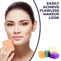 Sunaina Makeup Sponge Puff Blender For Face Curve Blending, Latex Free, Square/Diamond Shaped Beauty Sponge Applicator For Liquid Loose Setting Powder Cream Foundation (Colour May Vary) (Pack of 4)-thumb2