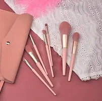 Sunaina Makeup Brush set of 8 Peach with Elegant PU Bag Synthetic Bristle Foundation Face Powder Blush Eyeshadow Makeup Brushes Kit-thumb1