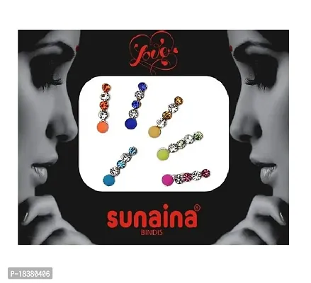 SUNAINA Love Collection White/Multicolor Stone Fabric Stick Bindis for Women  Girl (Pack of 3) (MULTICOLOR)-thumb2