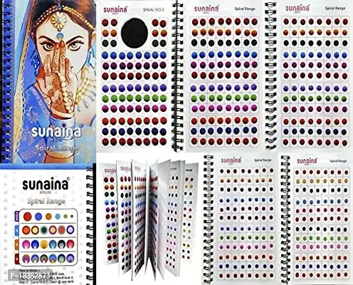 Sunaina (Genuine) Spiral Multicolor Round Doubleshade Mix Size Forehead Tikka Pottu Bindi For Women  Girls-thumb0