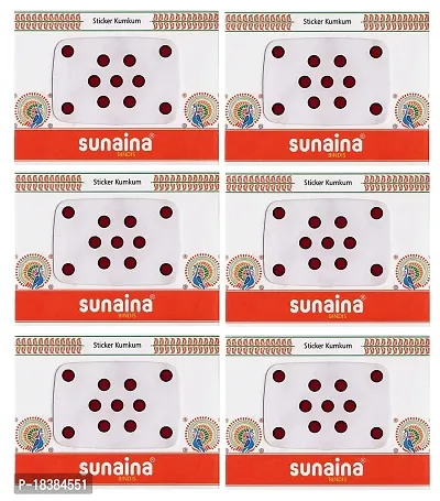 Sunaina Maroon Velvet Kumkum Round Bindis Card Tikka Bindi For Women Pack of 6 Cards (SMOC101 (8MM))-thumb2