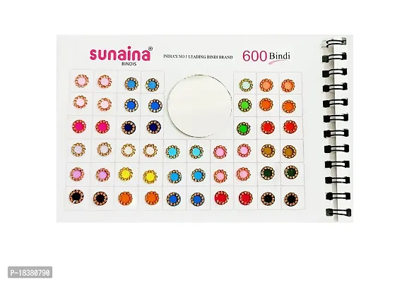 Sunaina (Original) Spiral Pastel Color Round Golden Stone Border Elegant Bindi Book For Women  Girl (Pack of 600 bindi)-thumb3