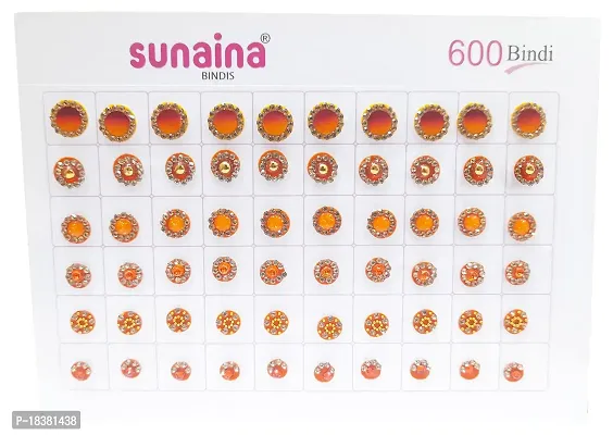 Sunaina (Original) Spiral Mix Design doubleshade stone border kundan golden ball border Mix Size Elegant bindi book For Women (Pack of 600 bindi)-thumb5