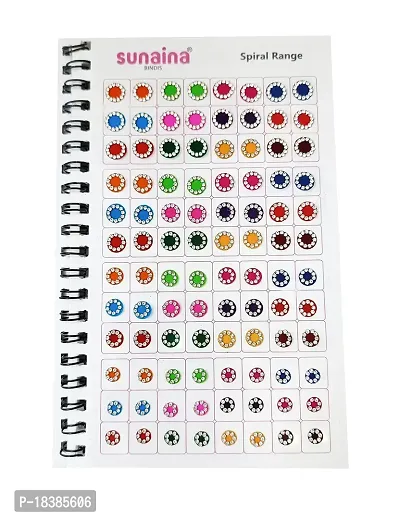 Sunaina Spiral Multicolour||Red||Maroon Forehead Tikka Bindi Golden  Silver Round Stone Border Bindiya Bindi For Women  Girls (Pack of 372 Bindis) (Silver Stone)-thumb3