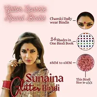 Sunaina Colorz Multicolor Bindis Glitter Round Velvet Tikka Bindiya Shining Sparkle Colorful Chamki Sticker Kumkum Bindi For Women  Girl Girls (24 Color shades in 144 Bindi Book) {Size-3 (6mm)}-thumb3