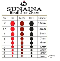 Sunaina New Gold Sticker Kumkum Forehead Light Maroon Round Bindis Velvet Bindi Box With 15 Cards/Flips For Women  Girls (GLM-9 (2MM))-thumb2